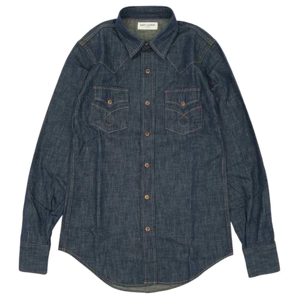 SAINT LAURENT サンローラン 388968 ウエスタン 長袖シャツ インディゴブルー系 XS【中古】