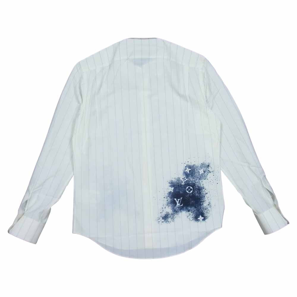 LOUIS VUITTON ルイ・ヴィトン 1A5VRX 国内正規品 20SS モノグラム スプレー パターン ストライプ DNA シャツ ホワイト系 XS【中古】