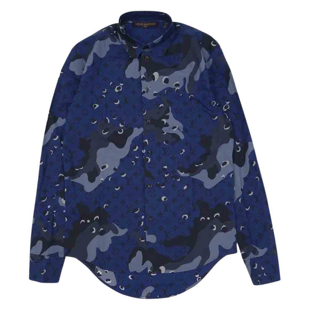 LOUIS VUITTON ルイ・ヴィトン 国内正規品 20SS カモ DNA 長袖 シャツ ネイビー系 XS【中古】