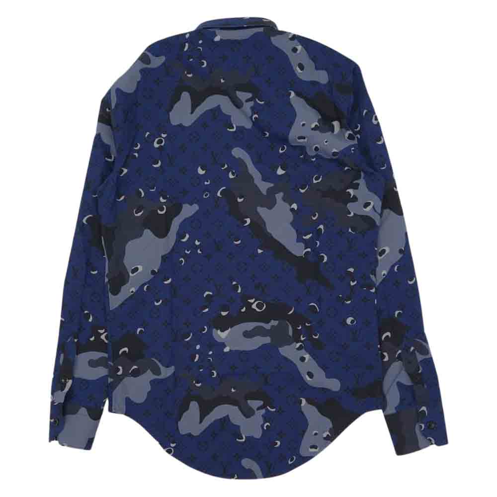 LOUIS VUITTON ルイ・ヴィトン 国内正規品 20SS カモ DNA 長袖 シャツ ネイビー系 XS【中古】