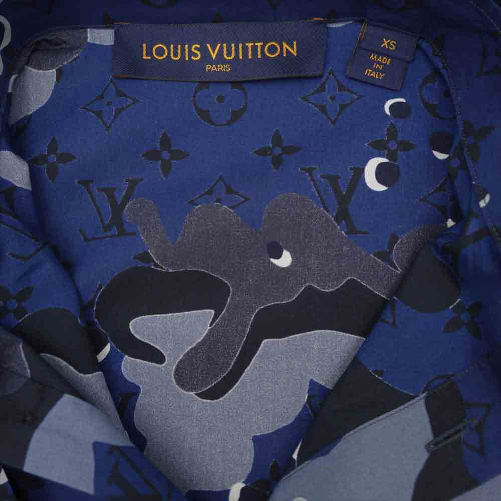LOUIS VUITTON ルイ・ヴィトン 国内正規品 20SS カモ DNA 長袖 シャツ ネイビー系 XS【中古】