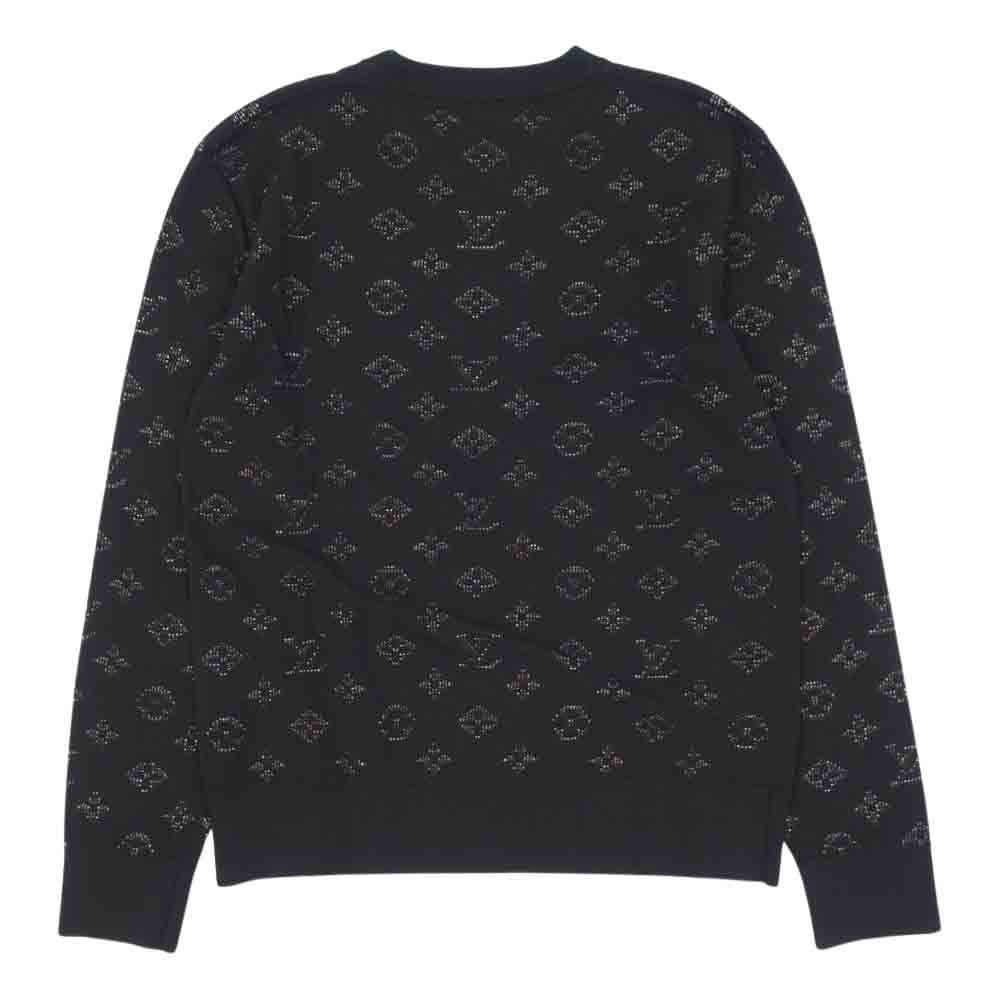 LOUIS VUITTON ルイ・ヴィトン 国内正規品 レインボー ドロップ ニードル モノグラム クルーネック ニット セーター ブラック系 S【中古】