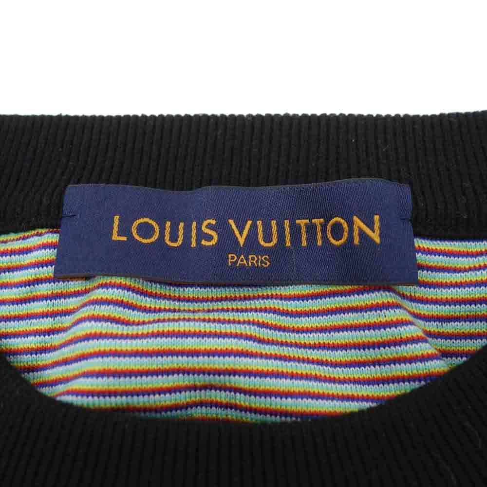 LOUIS VUITTON ルイ・ヴィトン 国内正規品 レインボー ドロップ ニードル モノグラム クルーネック ニット セーター ブラック系 S【中古】