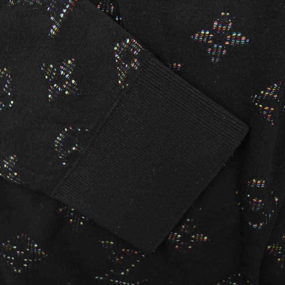 LOUIS VUITTON ルイ・ヴィトン 国内正規品 レインボー ドロップ ニードル モノグラム クルーネック ニット セーター ブラック系 S【中古】