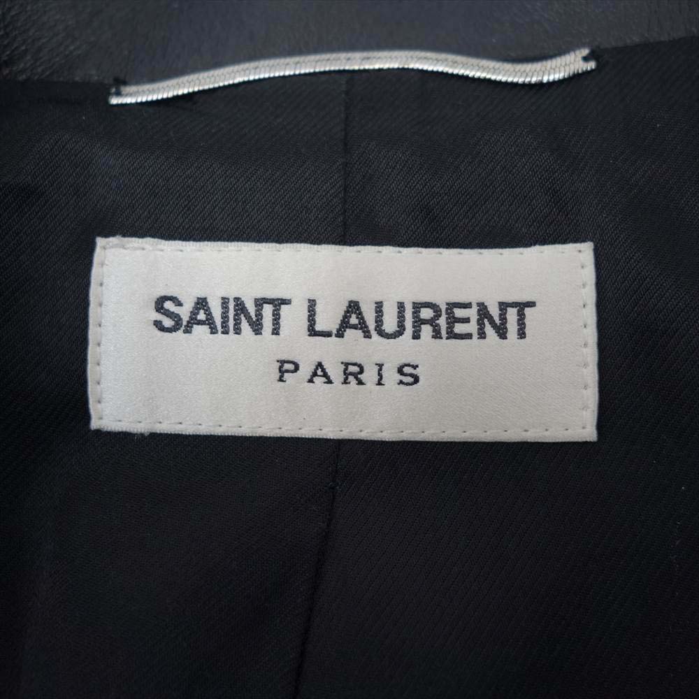 SAINT LAURENT サンローラン 455923 Y5QD1 L17 ヴィンテージ加工 カーフレザー ダブル ライダース モーターサイクル ジャケット ブラック系 50【中古】