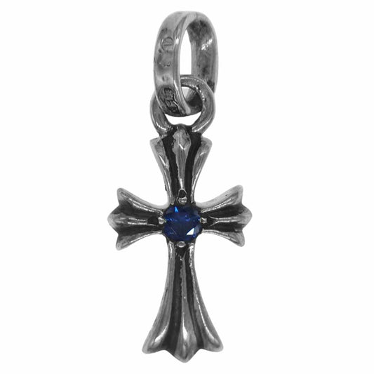 CHROME HEARTS クロムハーツ（原本有） ベイビーファット クロス 両面サファイア チャーム シルバー系【中古】