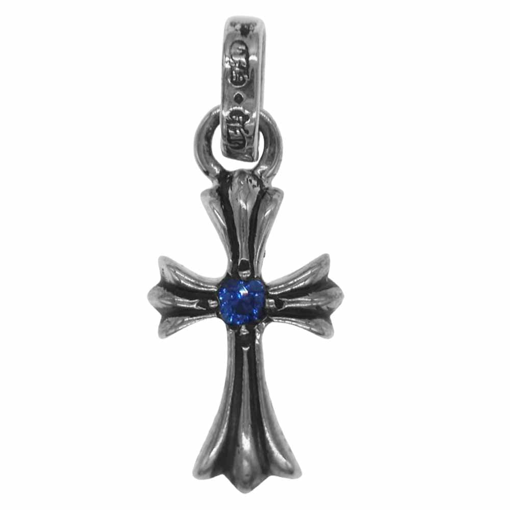 CHROME HEARTS クロムハーツ（原本有） ベイビーファット クロス 両面サファイア チャーム シルバー系【中古】