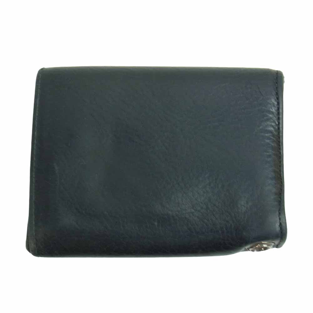 CHROME HEARTS クロムハーツ（原本有） 3FOLD ハートボタン 3フォールド レザー ウォレット ブラック系【中古】