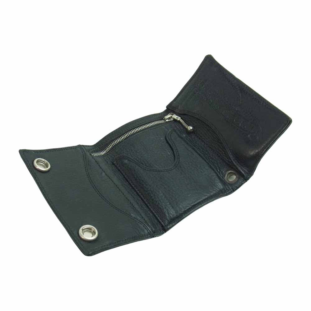 CHROME HEARTS クロムハーツ（原本有） 3FOLD ハートボタン 3フォールド レザー ウォレット ブラック系【中古】