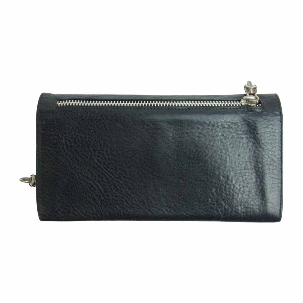CHROME HEARTS クロムハーツ（原本有） LONG CROSS グリーシー クロスボタン レザー ウォレット ブラック系【中古】
