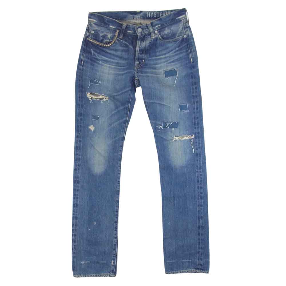 HYSTERIC GLAMOUR ヒステリックグラマー 0243AP17 SP加工 小窓 リメイク セルビッチ ダメージ デニム インディゴブルー系 29【中古】