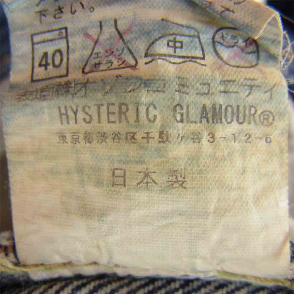HYSTERIC GLAMOUR ヒステリックグラマー 0243AP07 PATCH AND SLASH加工 スタッズ クラッシュ加工 デニム パンツ PAS インディゴブルー系 29【中古】