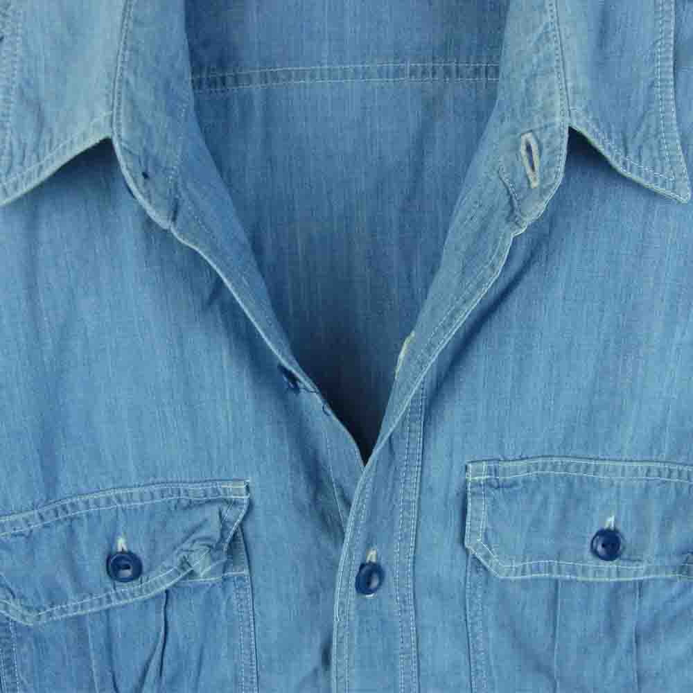 テスト シャンブレー 長袖 シャツ インディゴブルー系 15.5【中古】