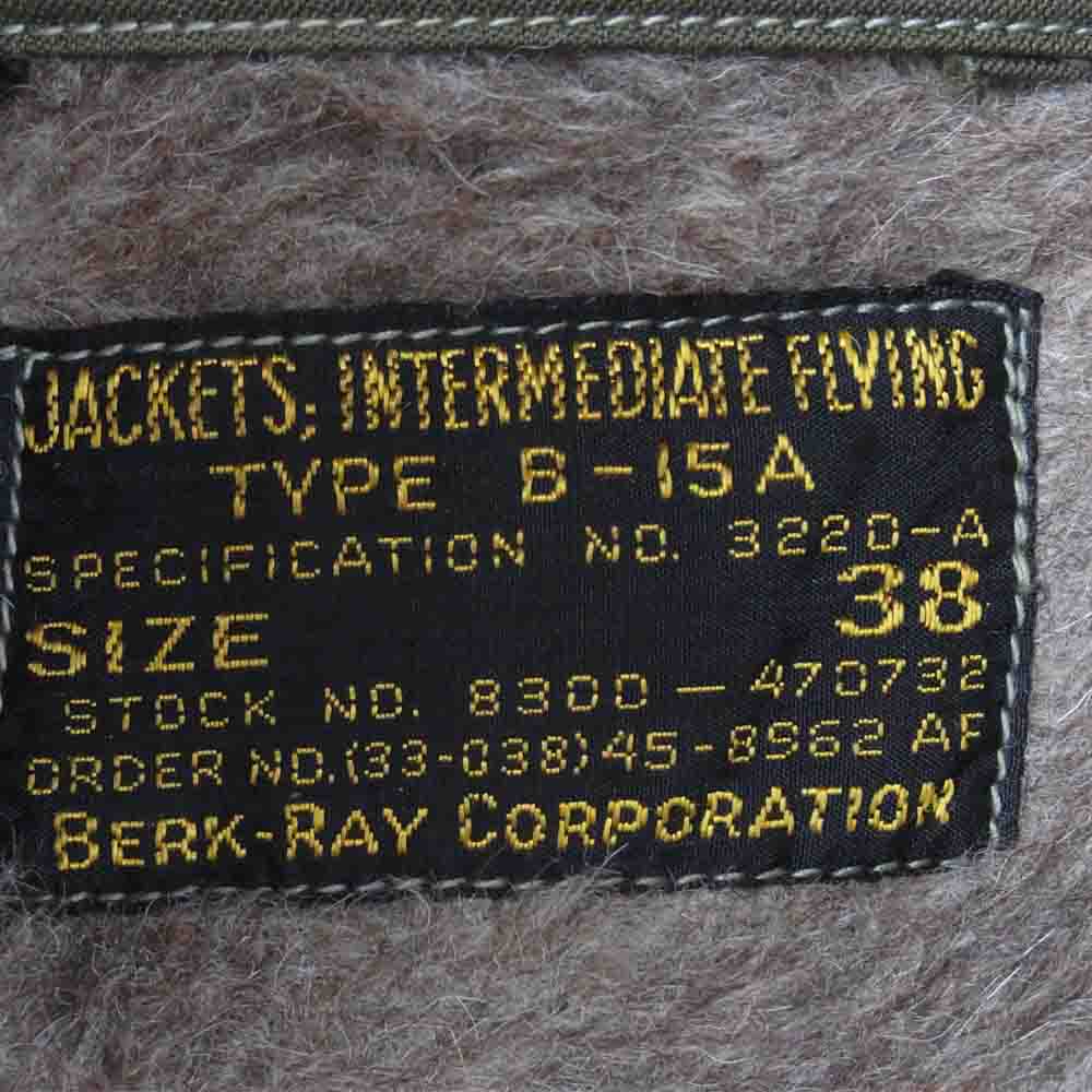 BERK-RAY CORPORATION製 CONMERジップ ARMY AIR FORCE B-15A フライト