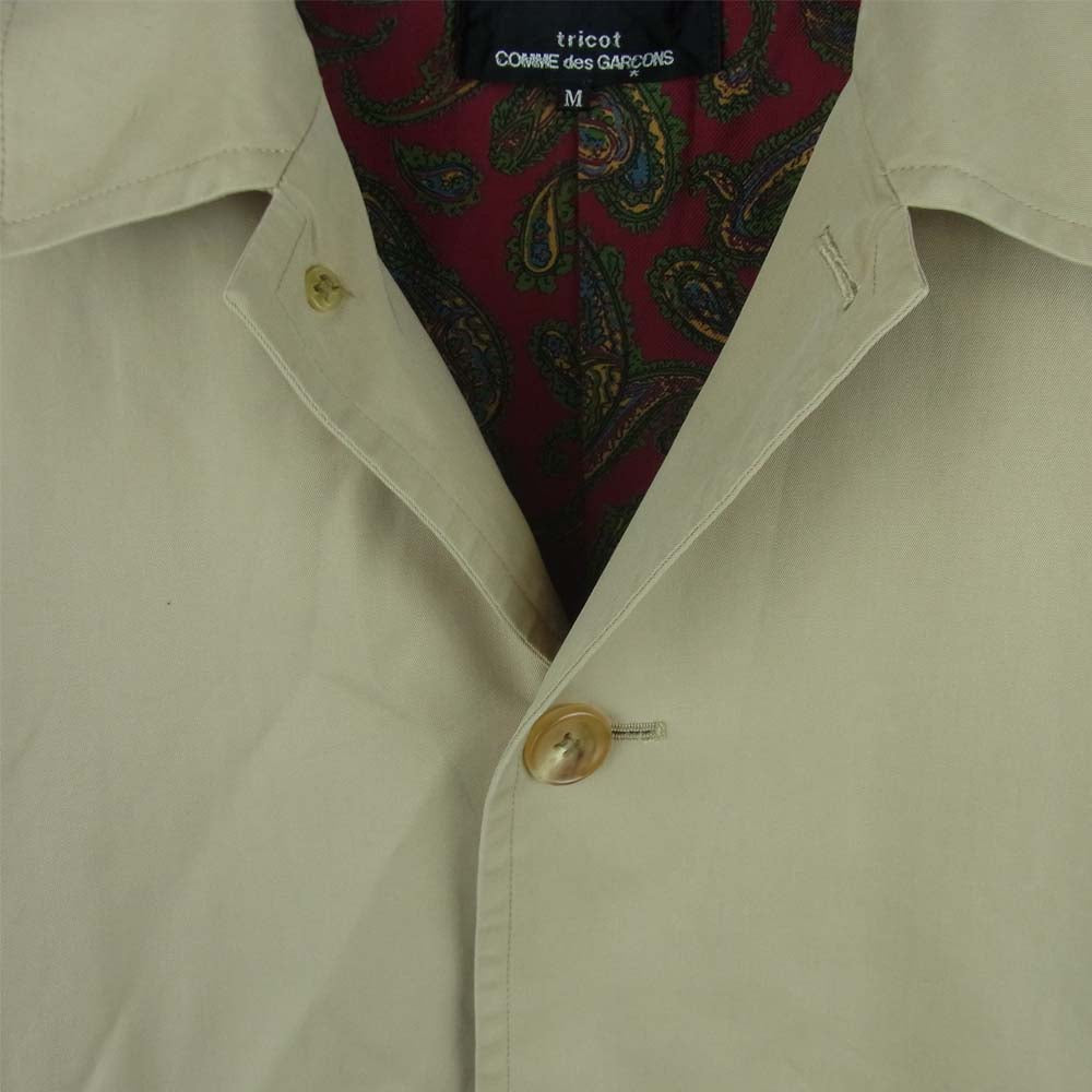 tricot COMME des GARCONS トリココムデギャルソン AD2000 TC-04004M ステンカラー コート コットン ウール 日本製 ベージュ系 M【中古】