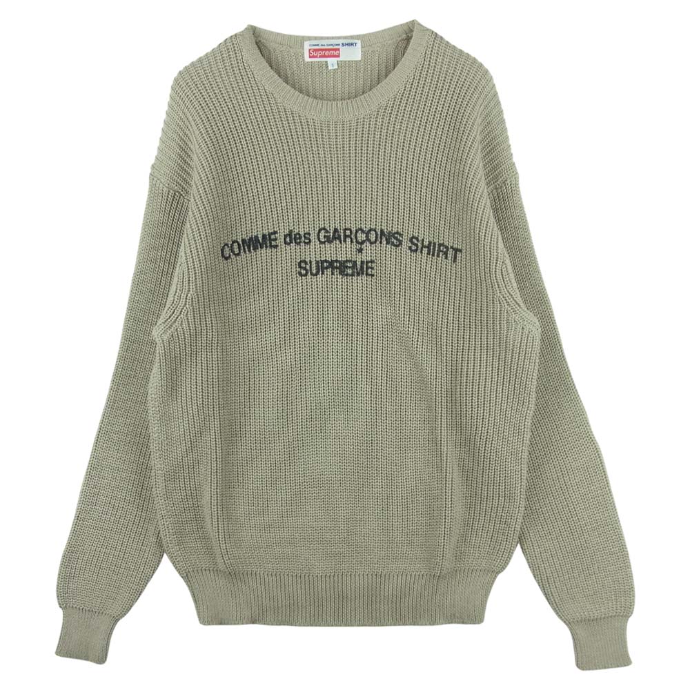 Supreme シュプリーム 18AW COMME des GARCONS SHIRT Front Logo Sweater フロントロゴ セーター グレイッシュベージュ系 S【美品】【中古】