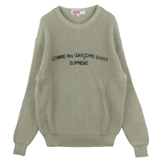 Supreme シュプリーム 18AW COMME des GARCONS SHIRT Front Logo Sweater フロントロゴ セーター グレイッシュベージュ系 S【美品】【中古】