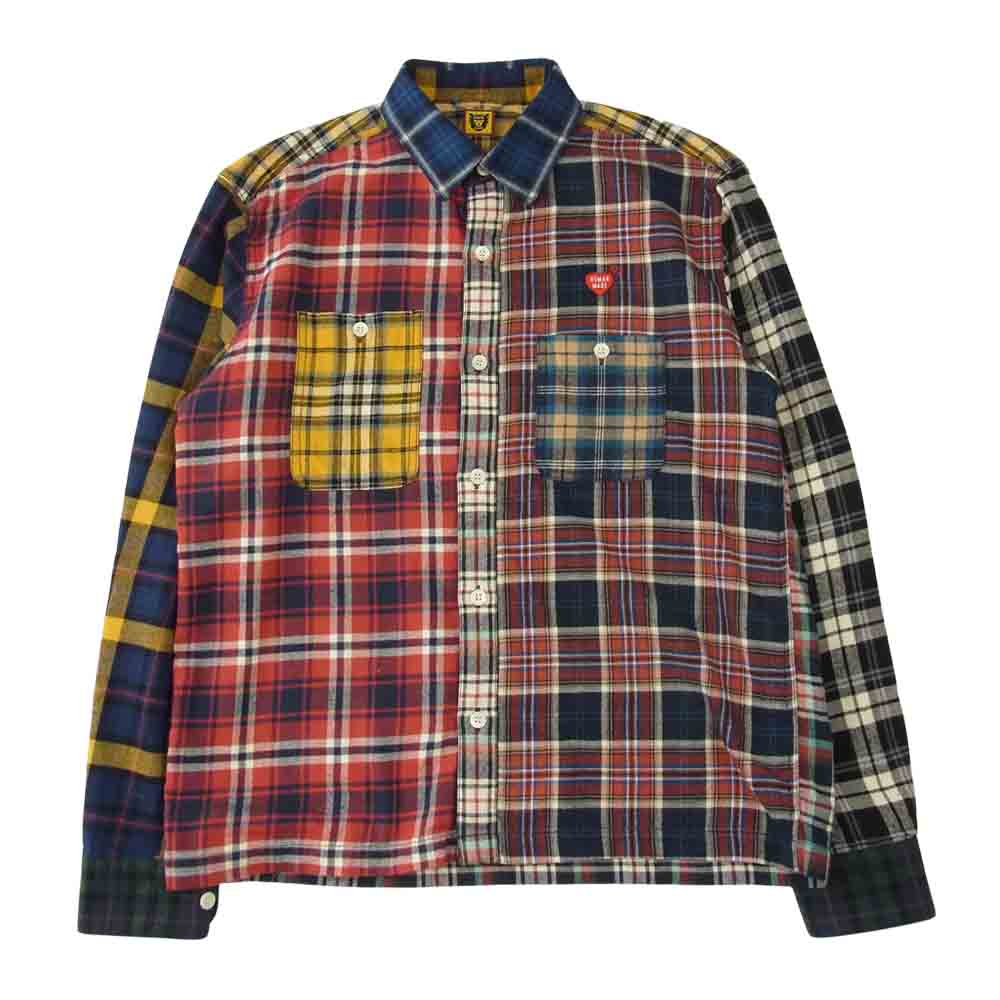 HUMAN MADE ヒューマンメイド Crazy Check Flannel Shirt クレイジー チェック フランネル シャツ マルチカラー系 M【美品】【中古】