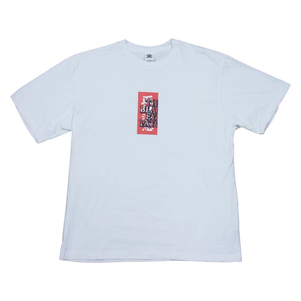 ブラックアイパッチ 取扱注意 ロゴ プリント 半袖 Tシャツ ホワイト系 L【中古】