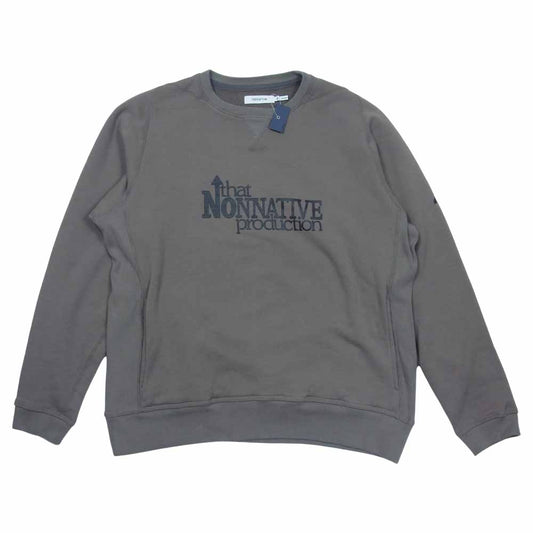 nonnative ノンネイティブ NN-T4001 DWELLER CREW PULLOVER COTTON SWEAT "TNP" ロゴ プリント スウェット グレー系 4【新古品】【未使用】【中古】