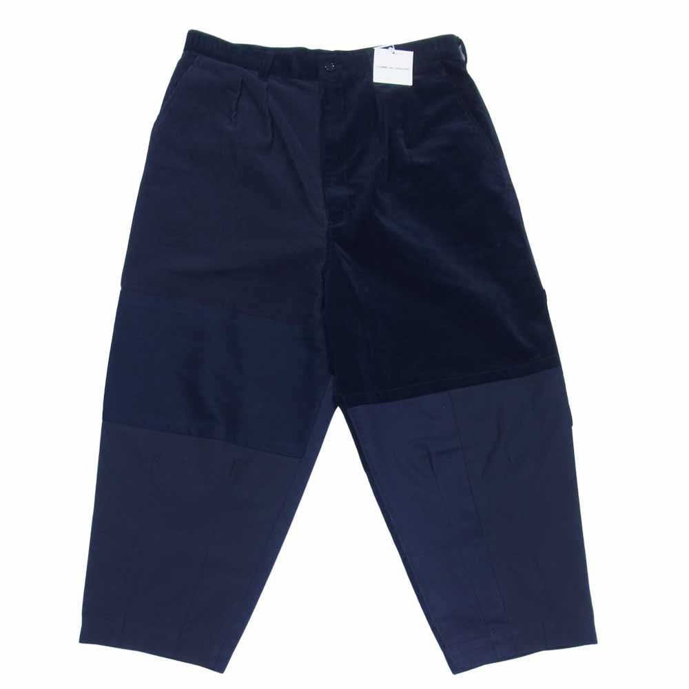 COMME des GARCONS HOMME コムデギャルソンオム HH-P031-051-1-4 ウールギャバ タック テーパード パンツ ダークネイビー系 L【新古品】【未使用】【中古】