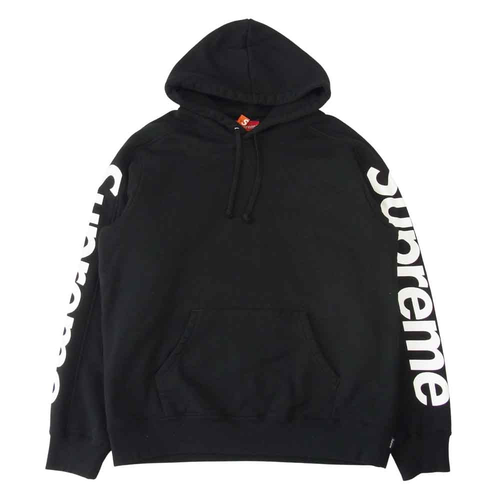 Supreme シュプリーム 18SS Sideline Hooded Sweatshirt サイドライン フーデッド スウェットシャツ プルオーバー パーカー ブラック系 M【中古】