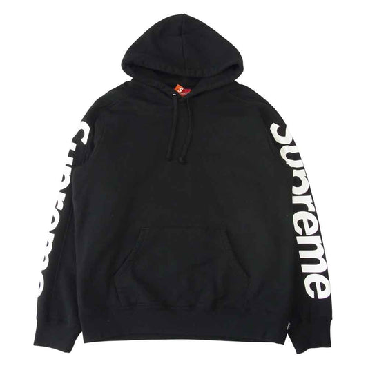 Supreme シュプリーム 18SS Sideline Hooded Sweatshirt サイドライン フーデッド スウェットシャツ プルオーバー パーカー ブラック系 M【中古】