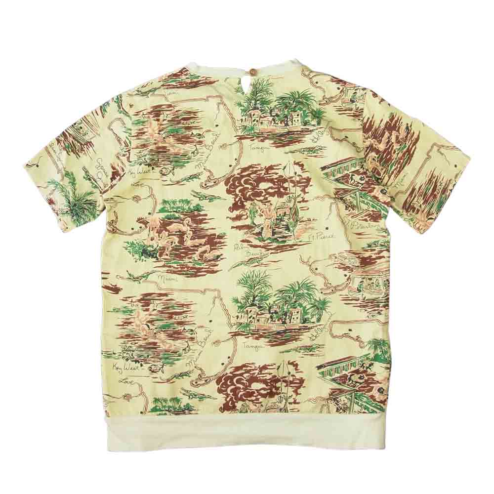 VISVIM ビズビム 15SS 0115105011014 SHAHEEN T-SHIRT SUNSHINE S/S (C/R) シャヘーン サンシャイン 総柄 半袖裾リブ ポケット Tシャツ ベージュ系 1【中古】