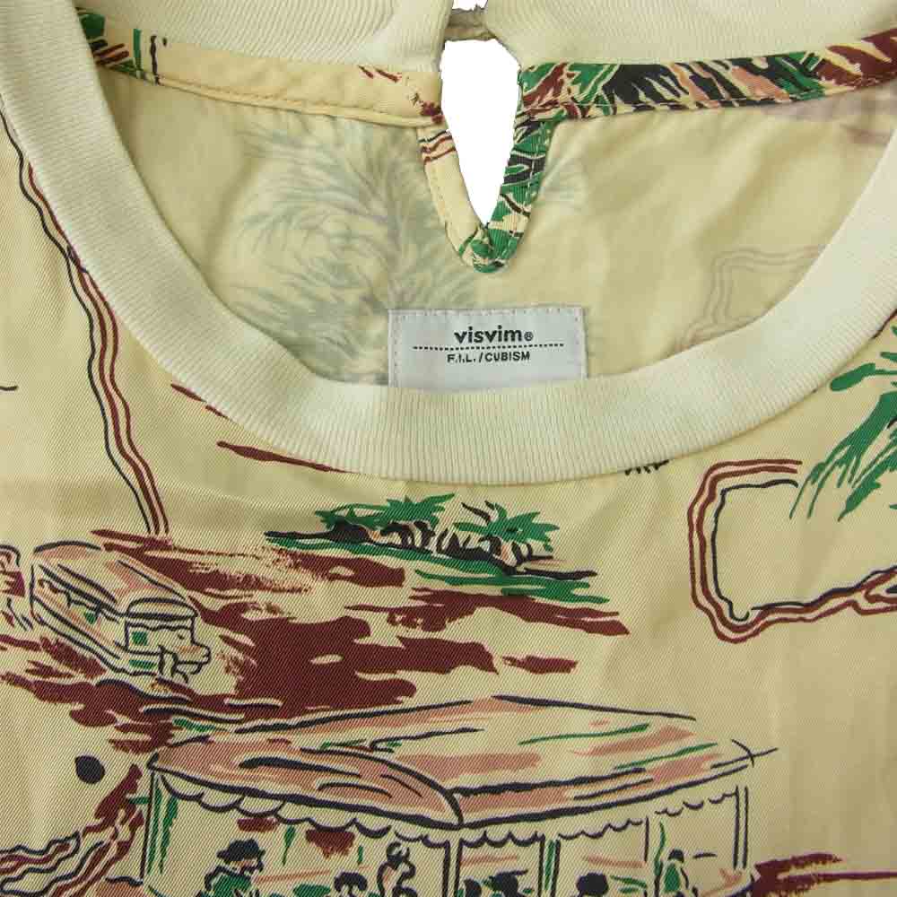 VISVIM ビズビム 15SS 0115105011014 SHAHEEN T-SHIRT SUNSHINE S/S (C/R) シャヘーン サンシャイン 総柄 半袖裾リブ ポケット Tシャツ ベージュ系 1【中古】