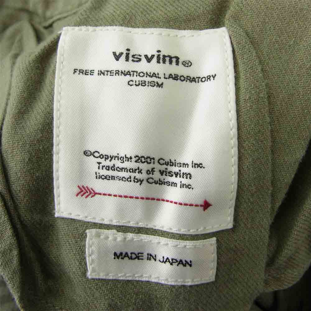 VISVIM ビズビム 20SS 0120105008010 VETERANS SHORTS CRASH ベテランズ ペイント ダメージ加工 ヘリンボーン カットオフ ショート パンツ ショーツ カーキ系 1【中古】