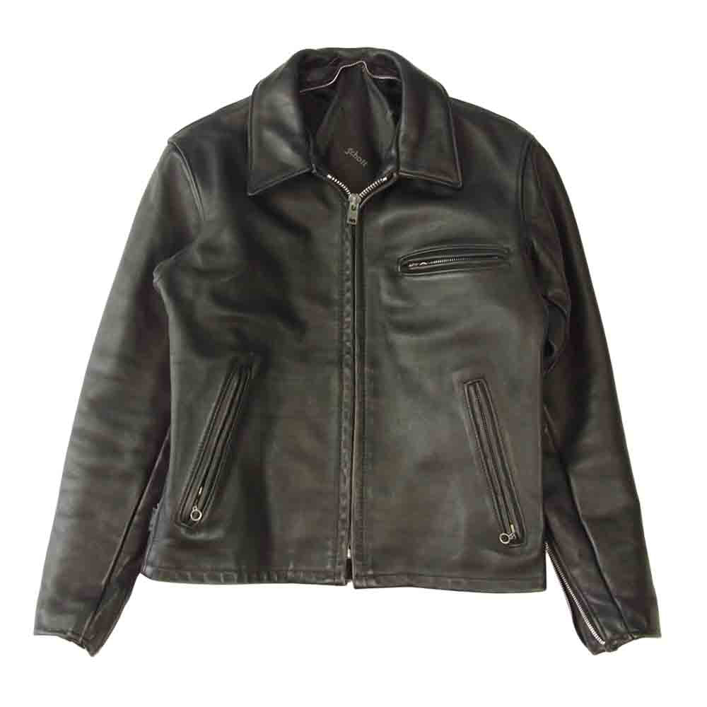 schott ショット 642 レザー シングル ライダース ジャケット ブラック系 38【中古】
