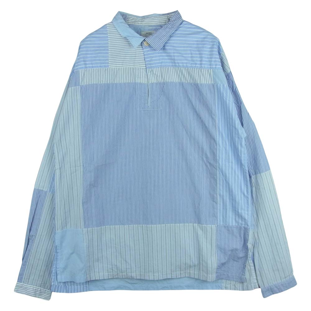 VISVIM ビズビム 15AW 0115205011029 KERCHIEF TUNIC SHIRT FLUX P.W. BLUE PATTERN ストライプ 長袖 シャツ ライトブルー系 1【中古】
