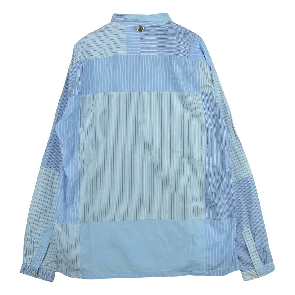 VISVIM ビズビム 15AW 0115205011029 KERCHIEF TUNIC SHIRT FLUX P.W. BLUE PATTERN ストライプ 長袖 シャツ ライトブルー系 1【中古】