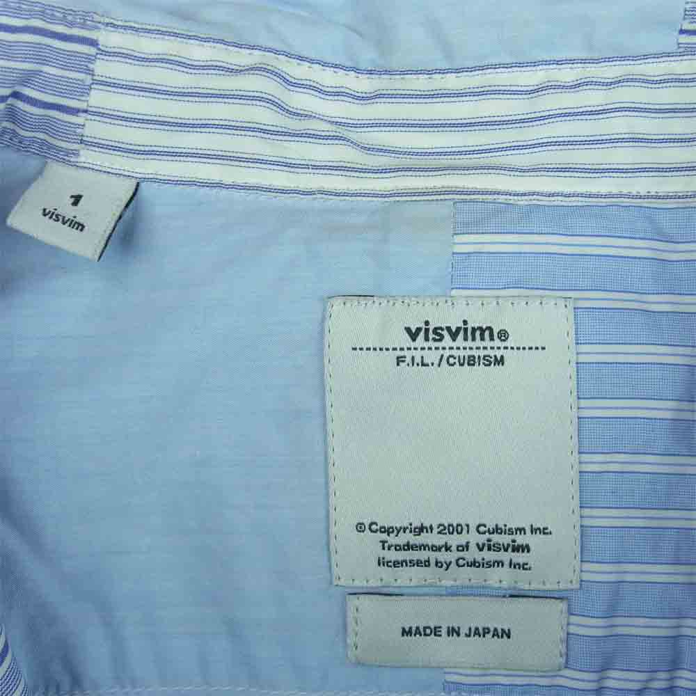 VISVIM ビズビム 15AW 0115205011029 KERCHIEF TUNIC SHIRT FLUX P.W. BLUE PATTERN ストライプ 長袖 シャツ ライトブルー系 1【中古】
