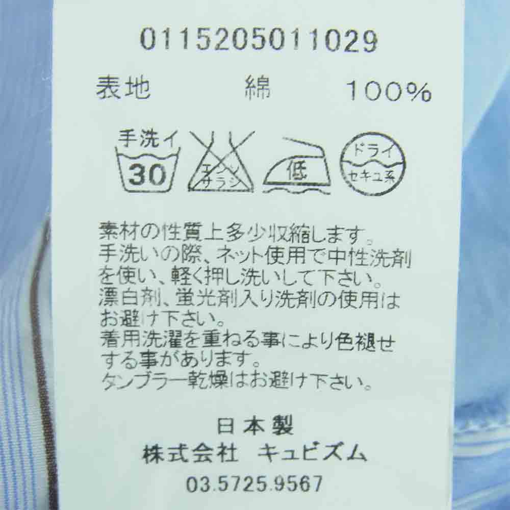 VISVIM ビズビム 15AW 0115205011029 KERCHIEF TUNIC SHIRT FLUX P.W. BLUE PATTERN ストライプ 長袖 シャツ ライトブルー系 1【中古】