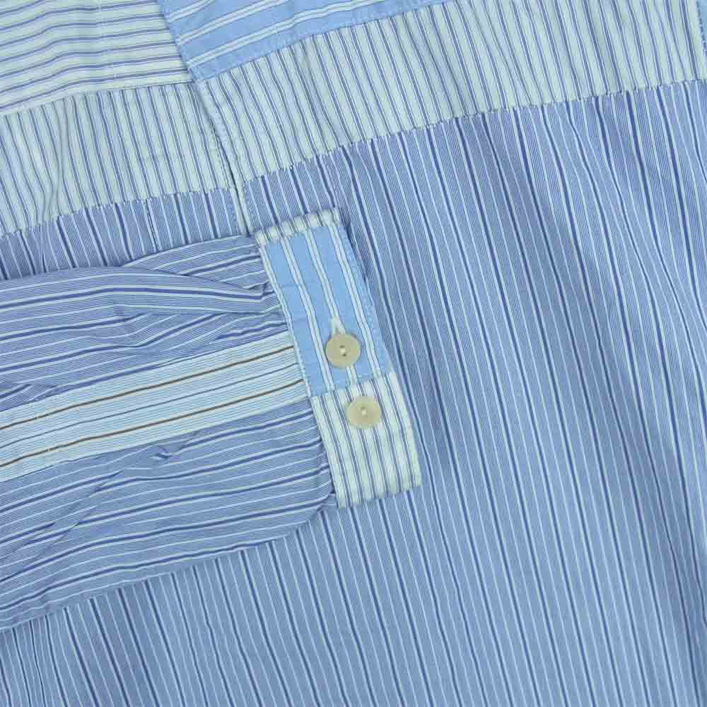 VISVIM ビズビム 15AW 0115205011029 KERCHIEF TUNIC SHIRT FLUX P.W. BLUE PATTERN ストライプ 長袖 シャツ ライトブルー系 1【中古】
