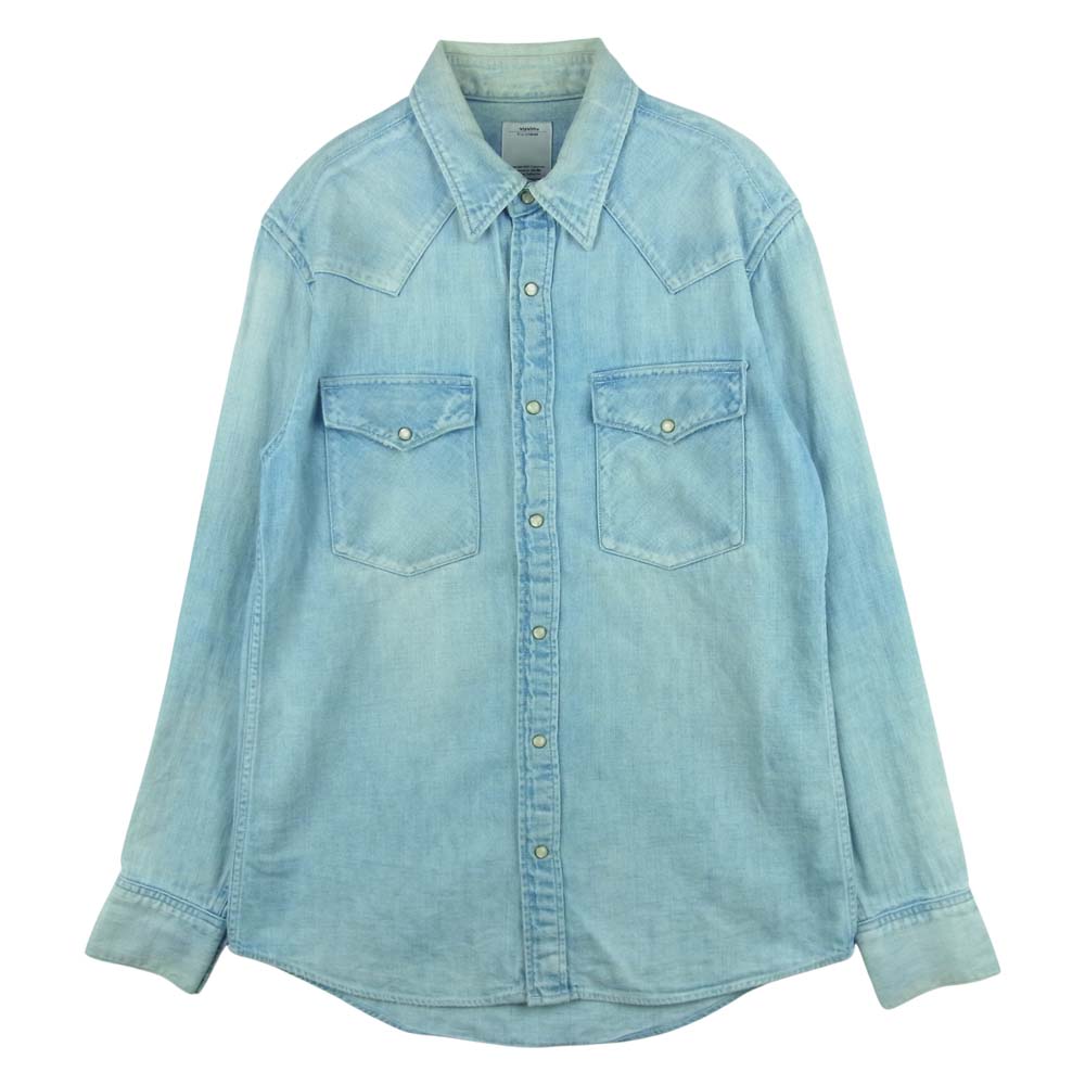 VISVIM ビズビム 13AW 0113205007001 SOCIAL SCULPTURE SHIRT DAMAGED ソーシャルスカルプチャー 長袖 デニム シャツ インディゴブルー系 1【中古】