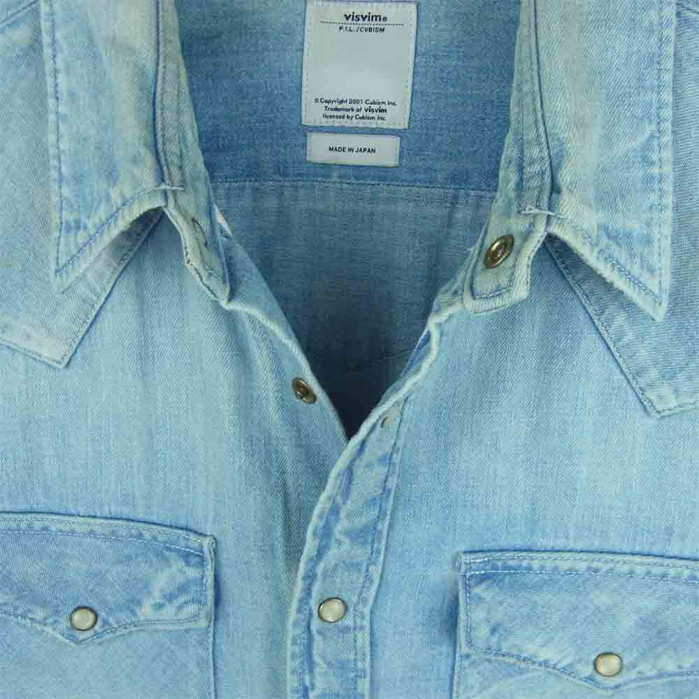 VISVIM ビズビム 13AW 0113205007001 SOCIAL SCULPTURE SHIRT DAMAGED ソーシャルスカルプチャー 長袖 デニム シャツ インディゴブルー系 1【中古】