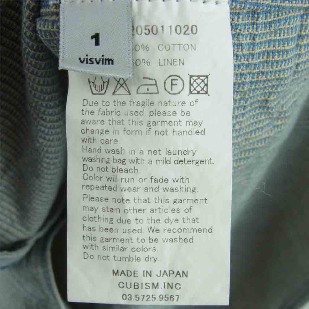 VISVIM ビズビム 14AW 114205011020 Long Rider Indigo Check Shirt 長袖 シャツ グレイッシュブルー系 1【中古】