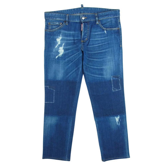 DSQUARED2 ディースクエアード 18SS S71LB0434 SLIM JEANS ストレッチ スキニー ダメージ加工 スリム デニム パンツ インディゴブルー系 50【中古】