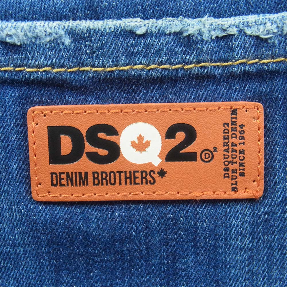 DSQUARED2 ディースクエアード 18SS S71LB0434 SLIM JEANS ストレッチ スキニー ダメージ加工 スリム デニム パンツ インディゴブルー系 50【中古】