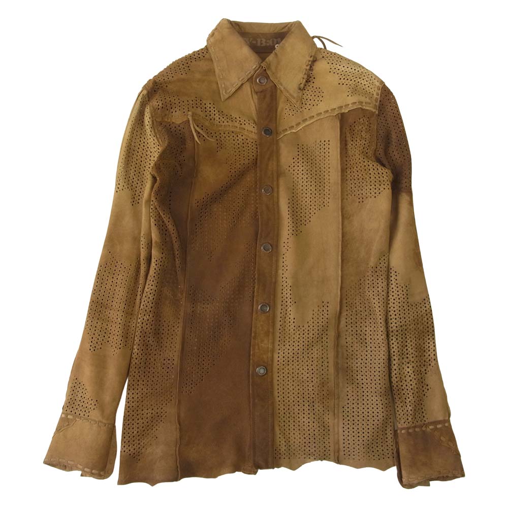 フォーティーンスアディクション SUEDE LEATHER SHIRT パンチング コンチョ スエード レザー シャツ ベージュ系【中古】