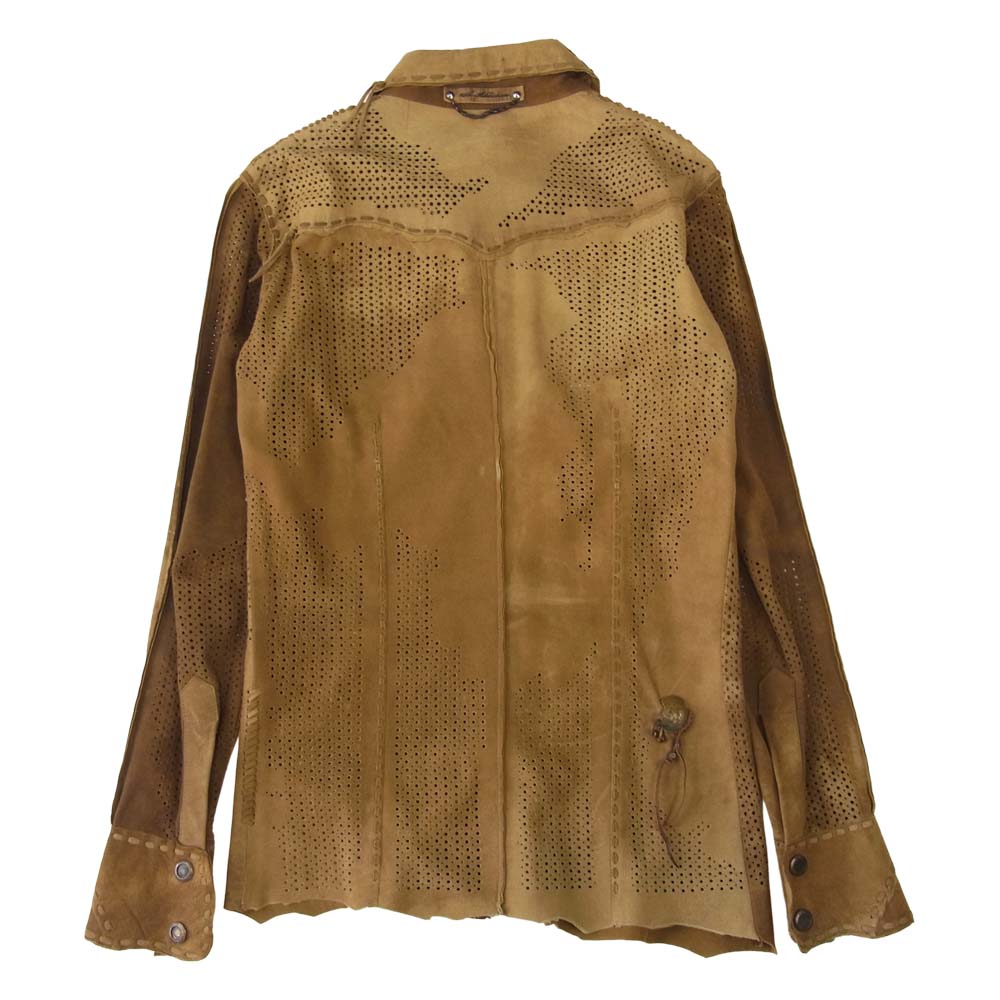 フォーティーンスアディクション SUEDE LEATHER SHIRT パンチング コンチョ スエード レザー シャツ ベージュ系【中古】