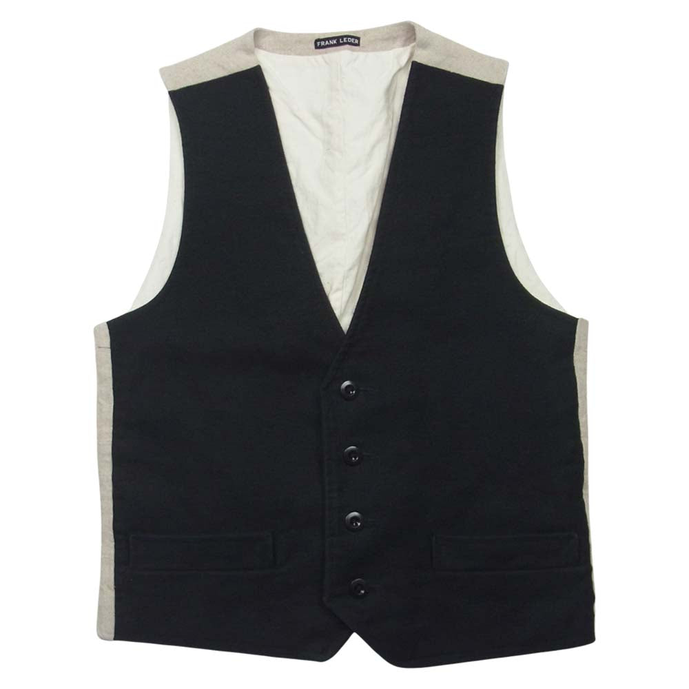 FRANK LEDER フランクリーダー 527061 DEUTSHLEDER VEST ジャーマンレザーコットン リネン ベスト ブラック系 グレー系 S【中古】