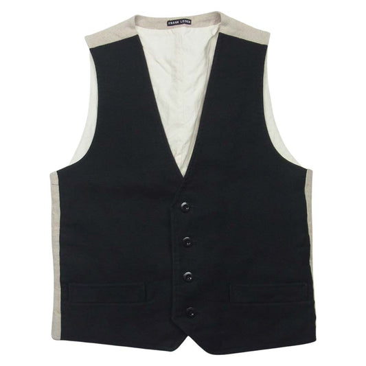 FRANK LEDER フランクリーダー 527061 DEUTSHLEDER VEST ジャーマンレザーコットン リネン ベスト ブラック系 グレー系 S【中古】