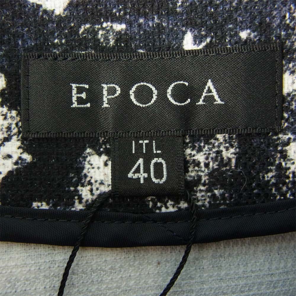 EPOCA エポカ M5J37-709 フロントジップ 総柄 フレンチスリーブ ワンピース ネイビー系 40【新古品】【未使用】【中古】