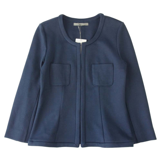 theory セオリー 5304046 luxe ノーカラー ジャケット ネイビー系 40【美品】【中古】