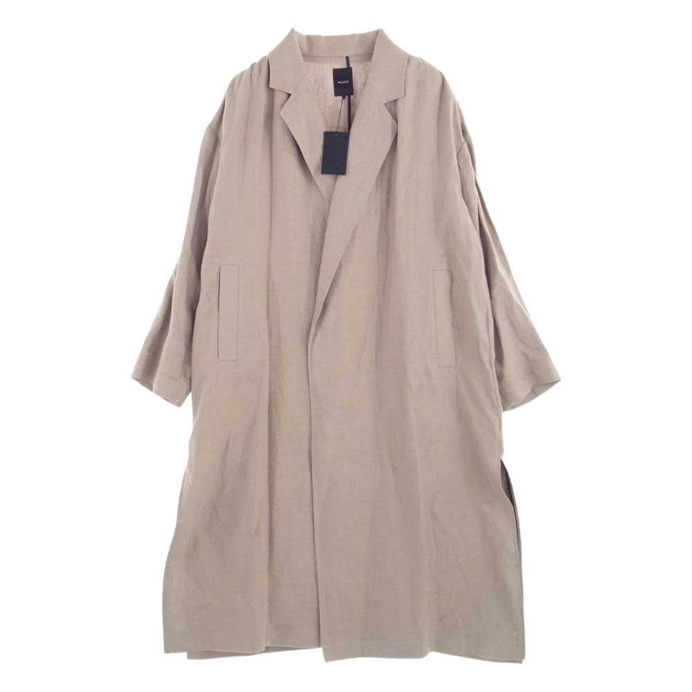 ミューニック 19SS MN191C28 chester coat オーバーサイズ リネン コート ベージュ系 S【美品】【中古】