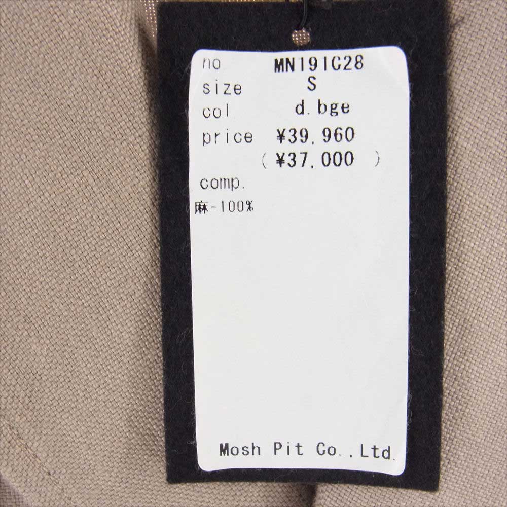 ミューニック 19SS MN191C28 chester coat オーバーサイズ リネン コート ベージュ系 S【美品】【中古】