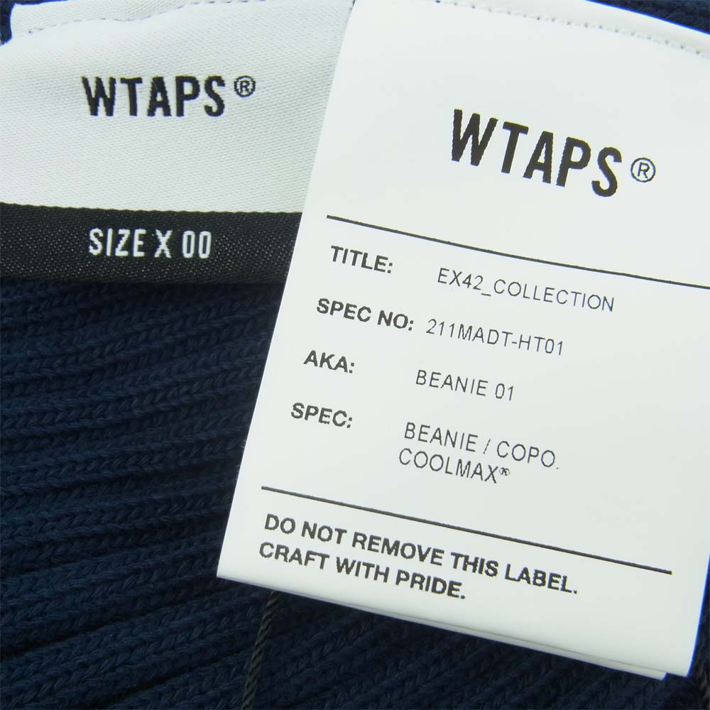 WTAPS ダブルタップス 211MADT-HT01 BEANIE 01 21SS ビーニー ニットキャップ 帽子 ネイビー系 00【新古品】【未使用】【中古】